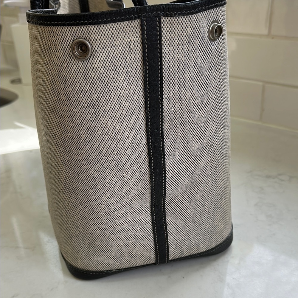 Hermes Beige and Black Canvas Tote - Picture 7 of 14